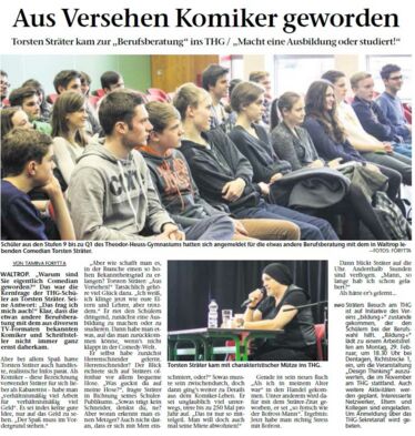 Zeitungsartikel "Aus Versehen Komiker geworden" (26.02.2016)